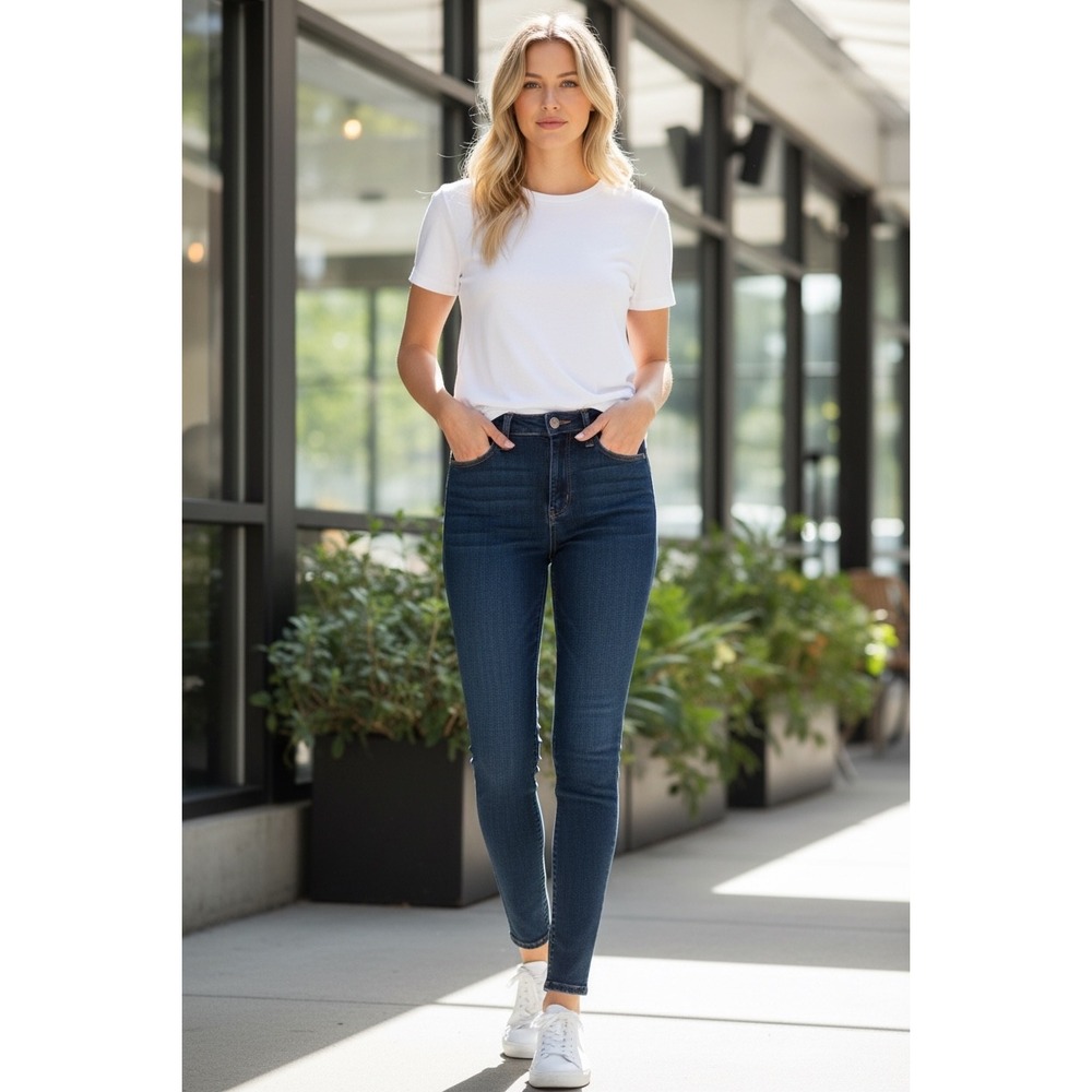Levis Slimming‎ Skinny Jeans Womens 32 Dark Indigo High Rise Denim